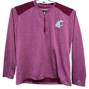 Champion WSU Washington State Cougars Shirt Size 2XL Red 1/4 Zip Red Pullover